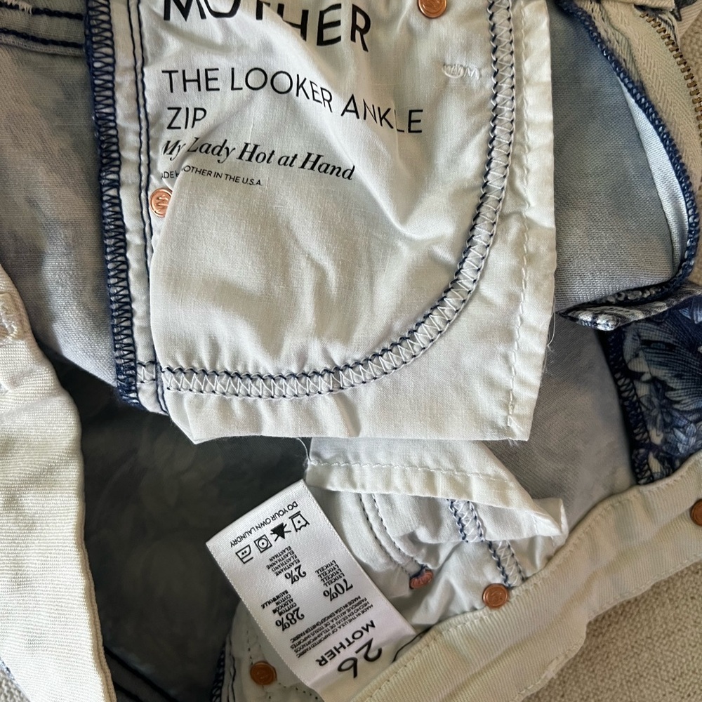 NWT MOTHER Jeans The Looker Ankle Zip Floral  My Lady Hot at Hand Sz26 - Picture 3 of 4